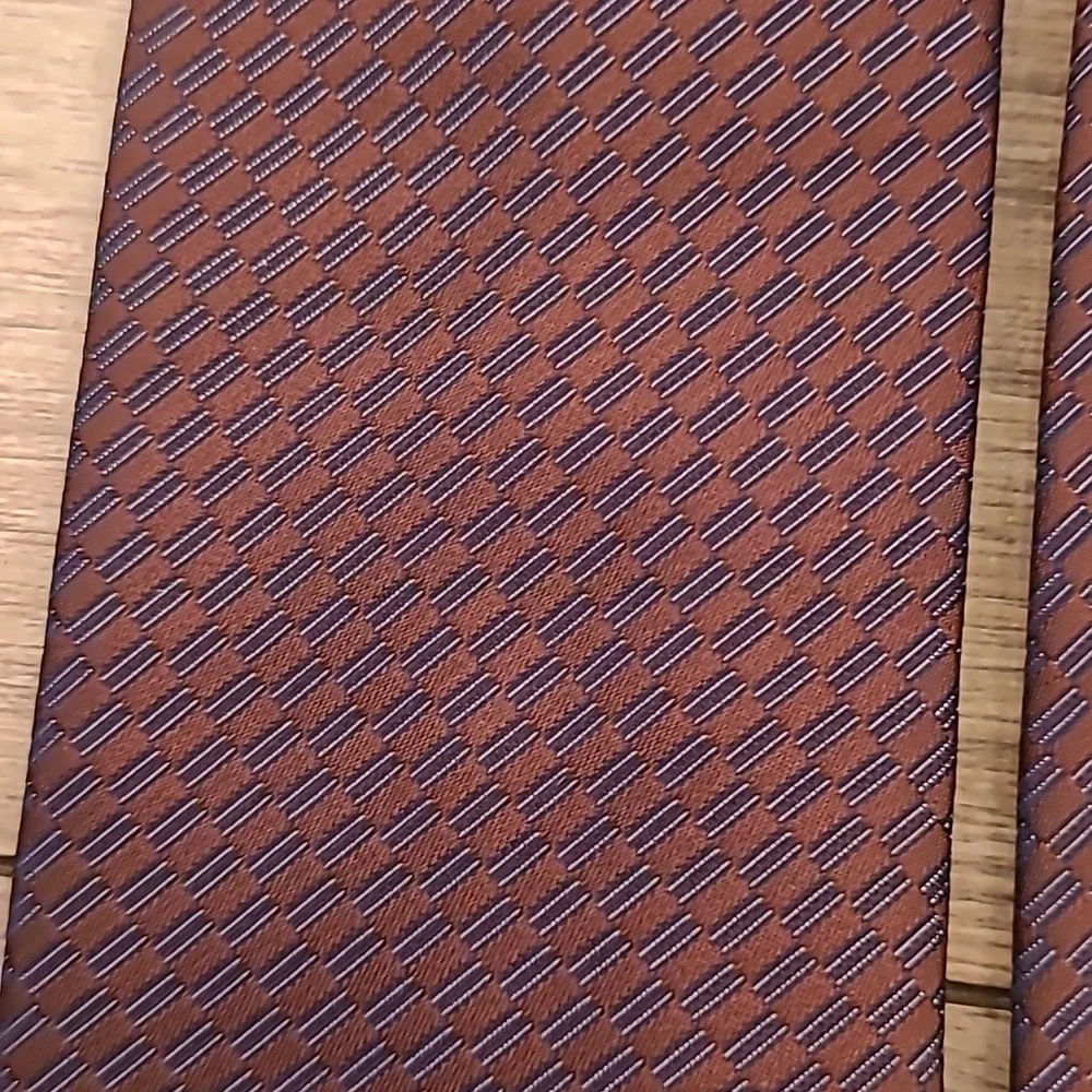 CERRUTI 1881 Recent France Metallic Brown‎ Silver Abstract Skinny Mens Silk Tie